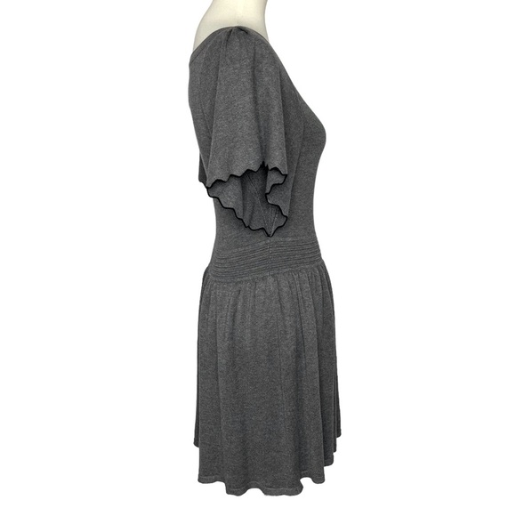 Ella Moss Dress Womens 14 Grey Sweater Knit Short Flutter Sleeve Rayon Blend - Picture 2 of 11
